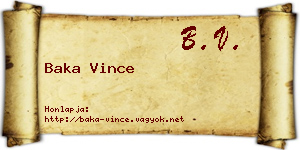 Baka Vince névjegykártya